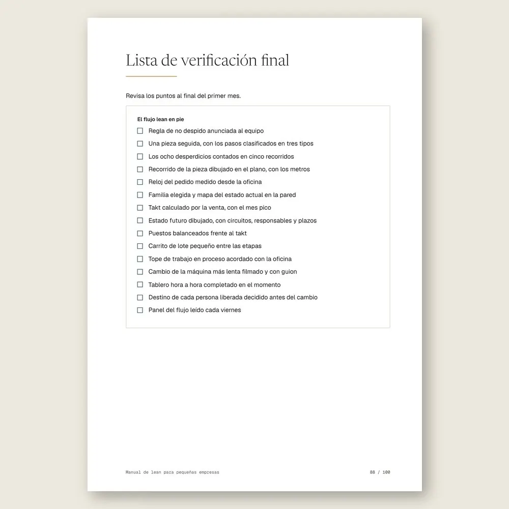 Manual de lean para pequeñas empresas · La lista de verificación final