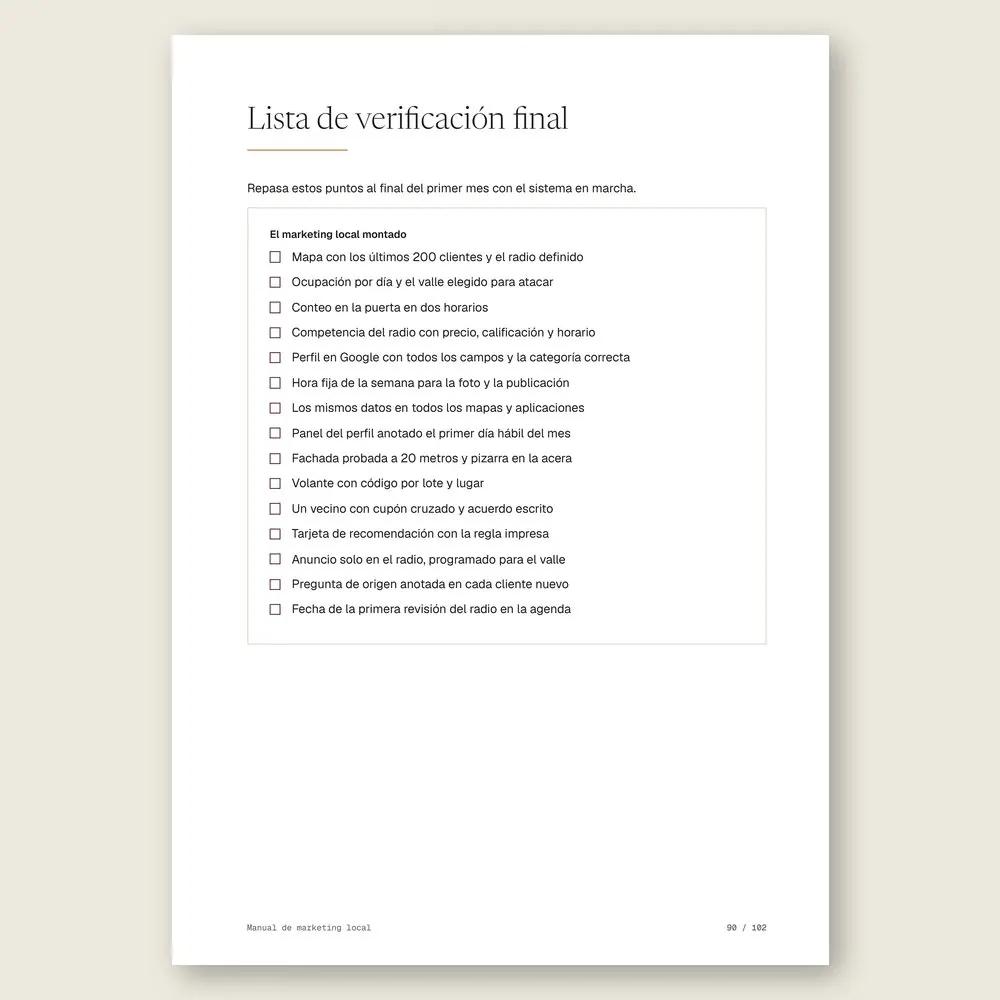 Manual de marketing local · La lista de verificación final