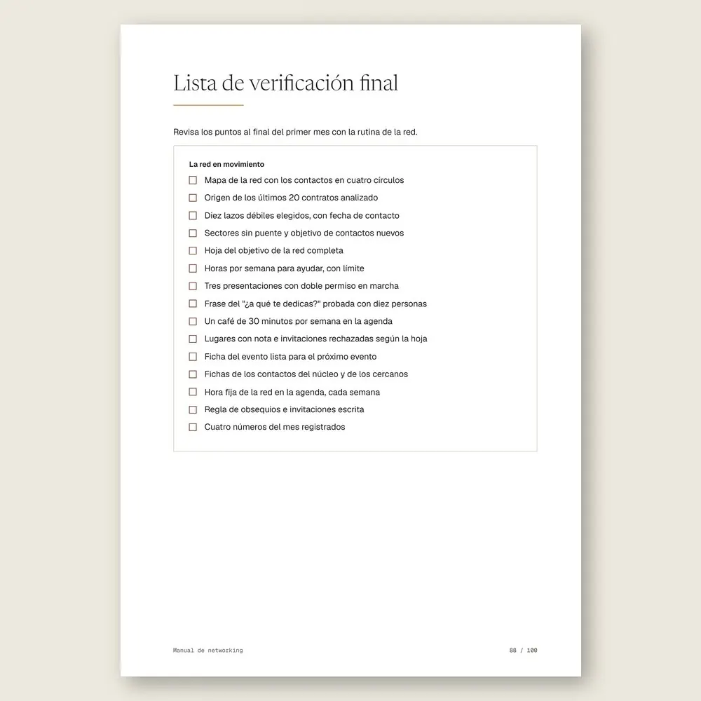 Manual de networking · La lista de verificación final