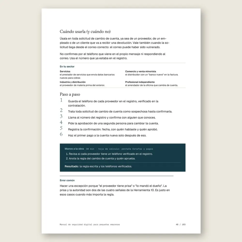 Manual de seguridad digital para pequeñas empresas · El paso a paso y el ejercicio Manos a la obra