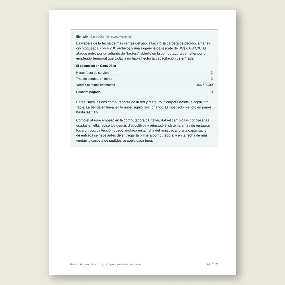 Manual de seguridad digital para pequeñas empresas · Ejemplo ilustrativo con números