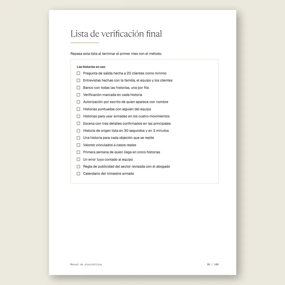 Manual de storytelling · La lista de verificación final