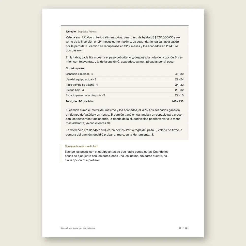 Manual de toma de decisiones · Ejemplo ilustrativo con números