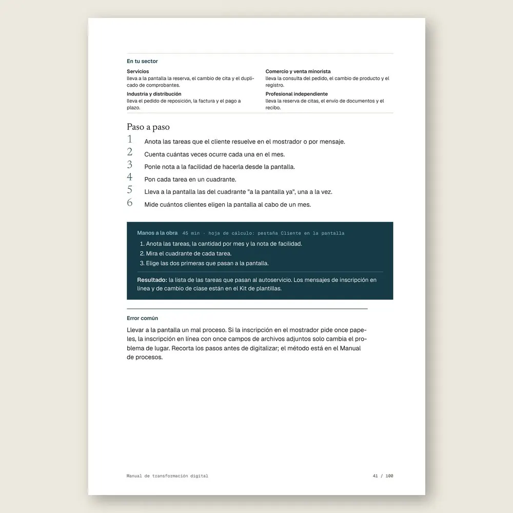 Manual de transformación digital · El paso a paso y el ejercicio Manos a la obra
