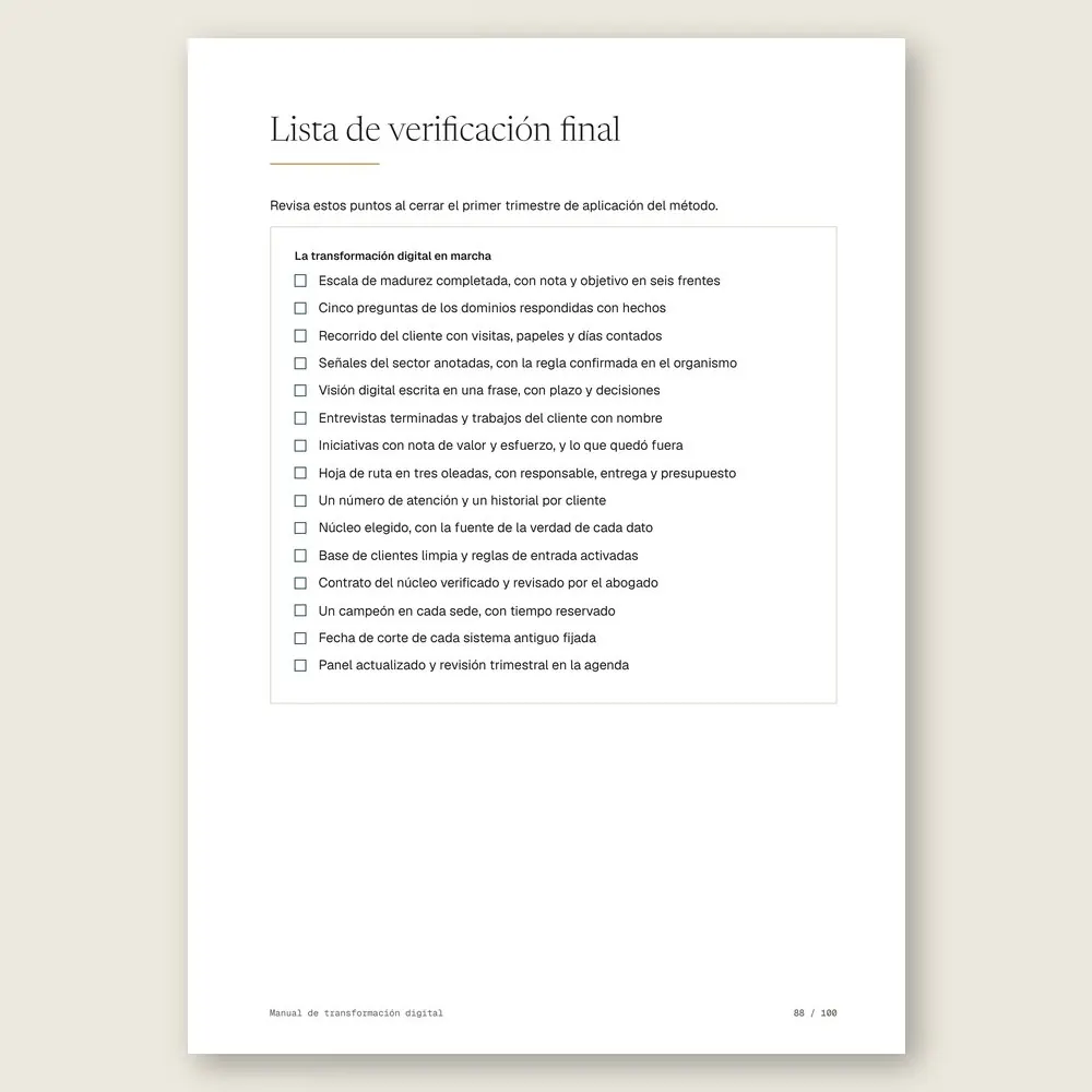 Manual de transformación digital · La lista de verificación final