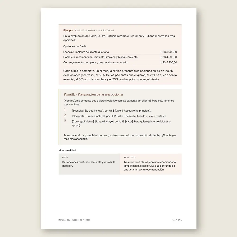 Manual del cierre de ventas · Ejemplo ilustrativo con números