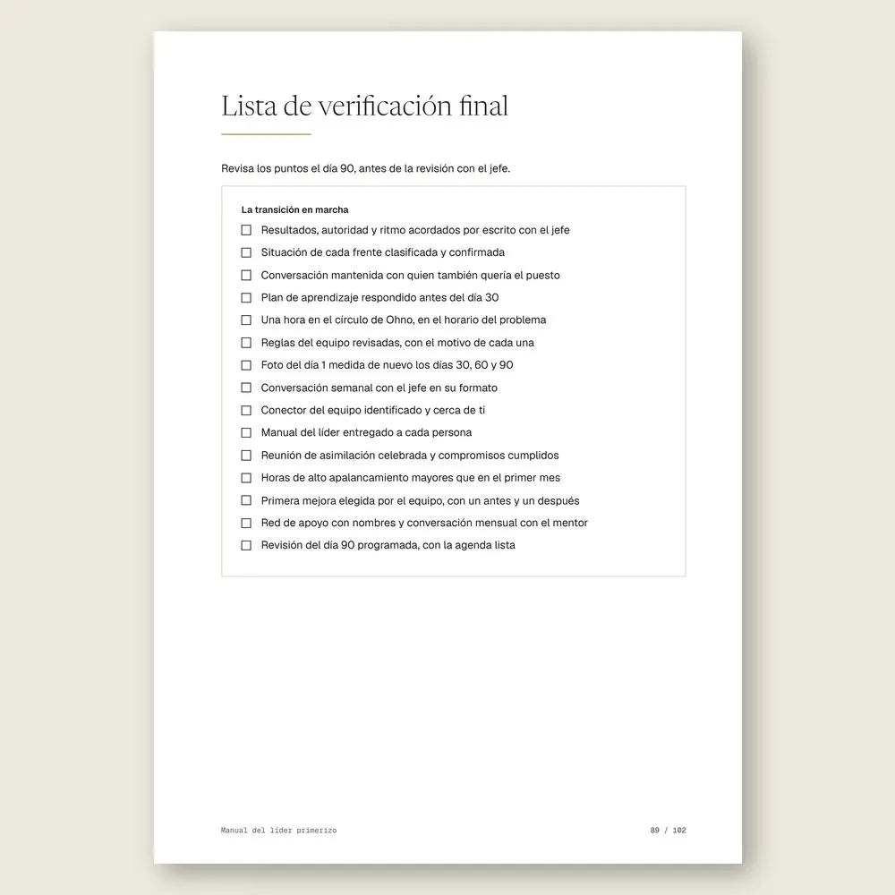 Manual del líder primerizo · La lista de verificación final