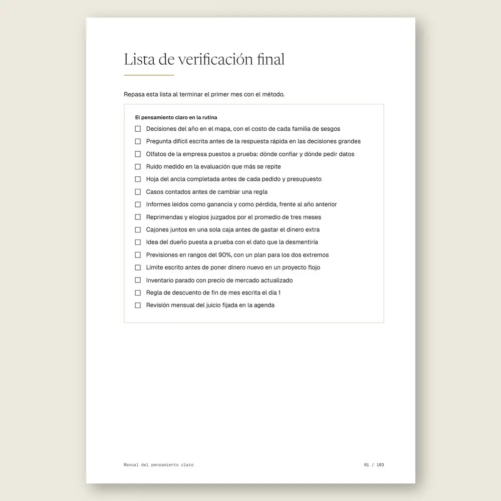 Manual del pensamiento claro · La lista de verificación final