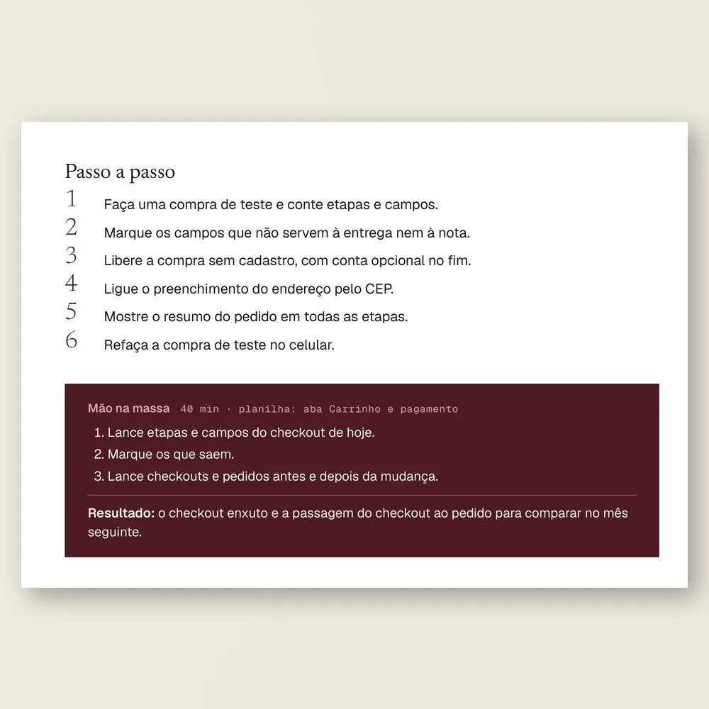 Passo a passo da Ferramenta 11, Checkout curto, para cortar etapas e campos e liberar a compra sem cadastro.