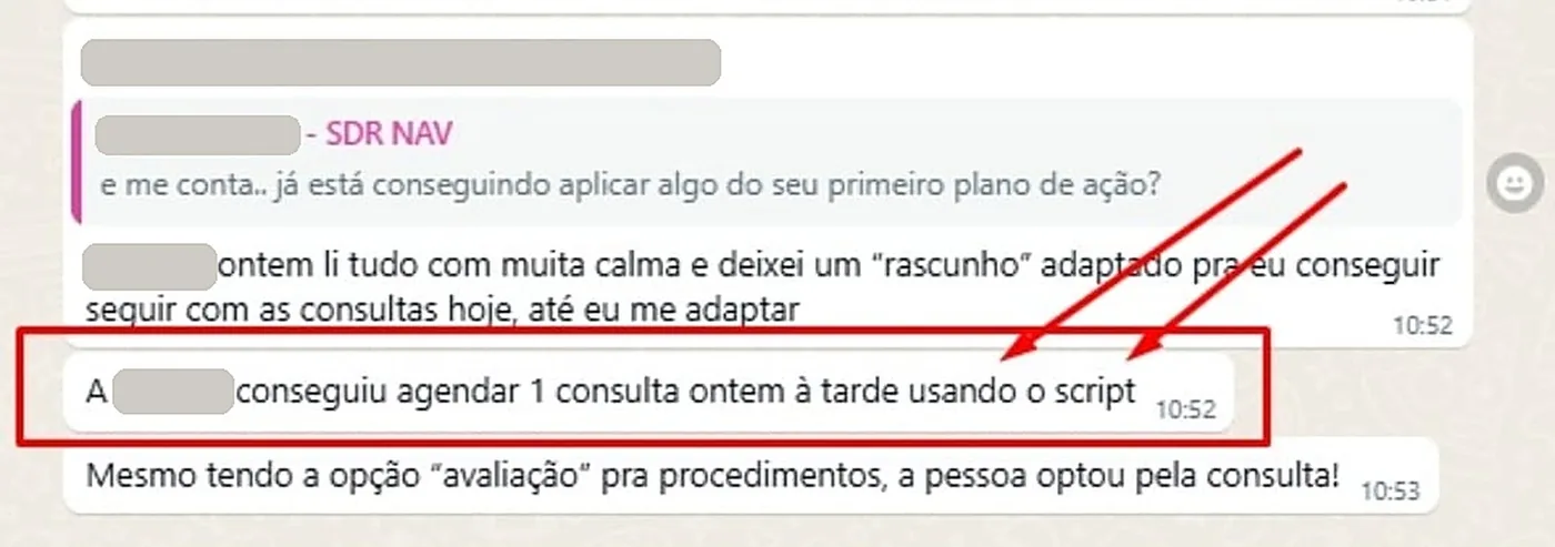 A secretária agendou a consulta usando o script
